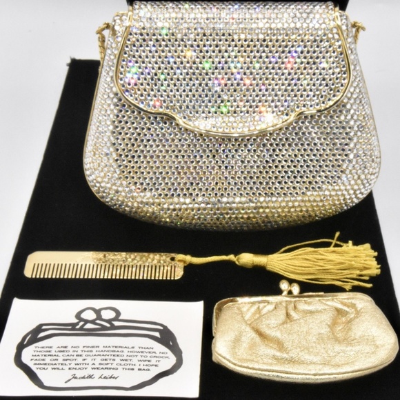 Judith Leiber Handbags - Judith Leiber Clutch Purse Swarovski Gold Sparkle